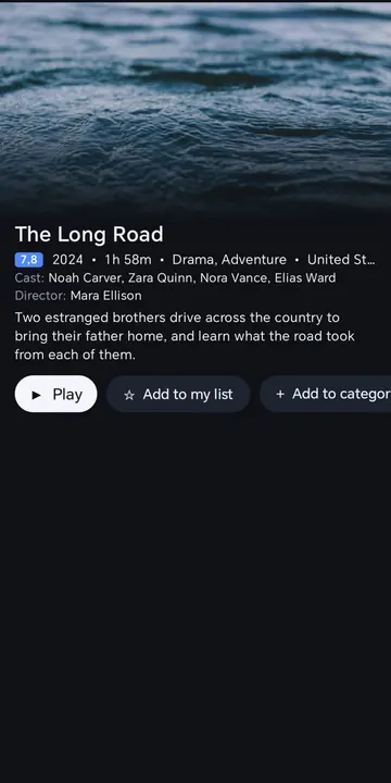 Movie details on a phone